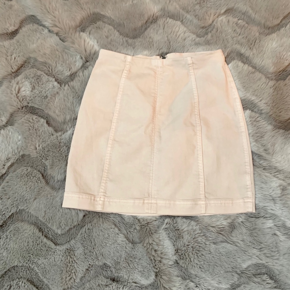 Free People Femme Denim Mini Skirt Blush Pink
